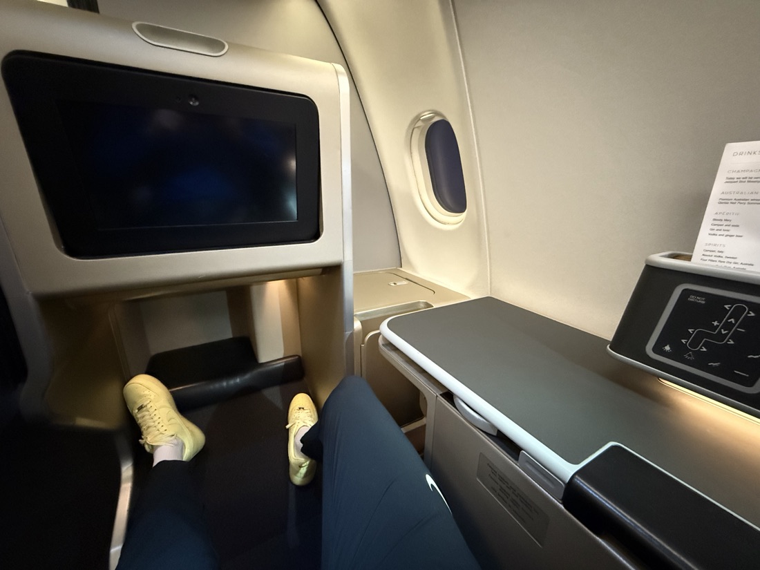 Business Class cabin — Brisbane → Los Angeles