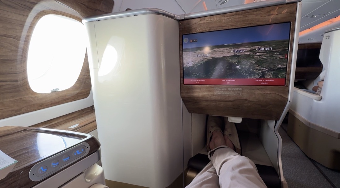 Business Class cabin — Dubai → São Paulo